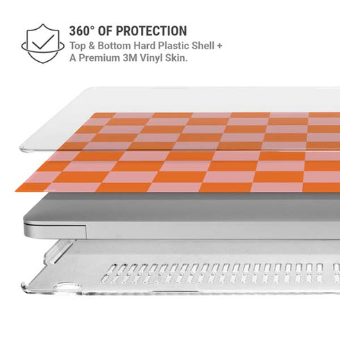 Orange Checkered MacBook Air 15in (2023-2025) Case plus Skin